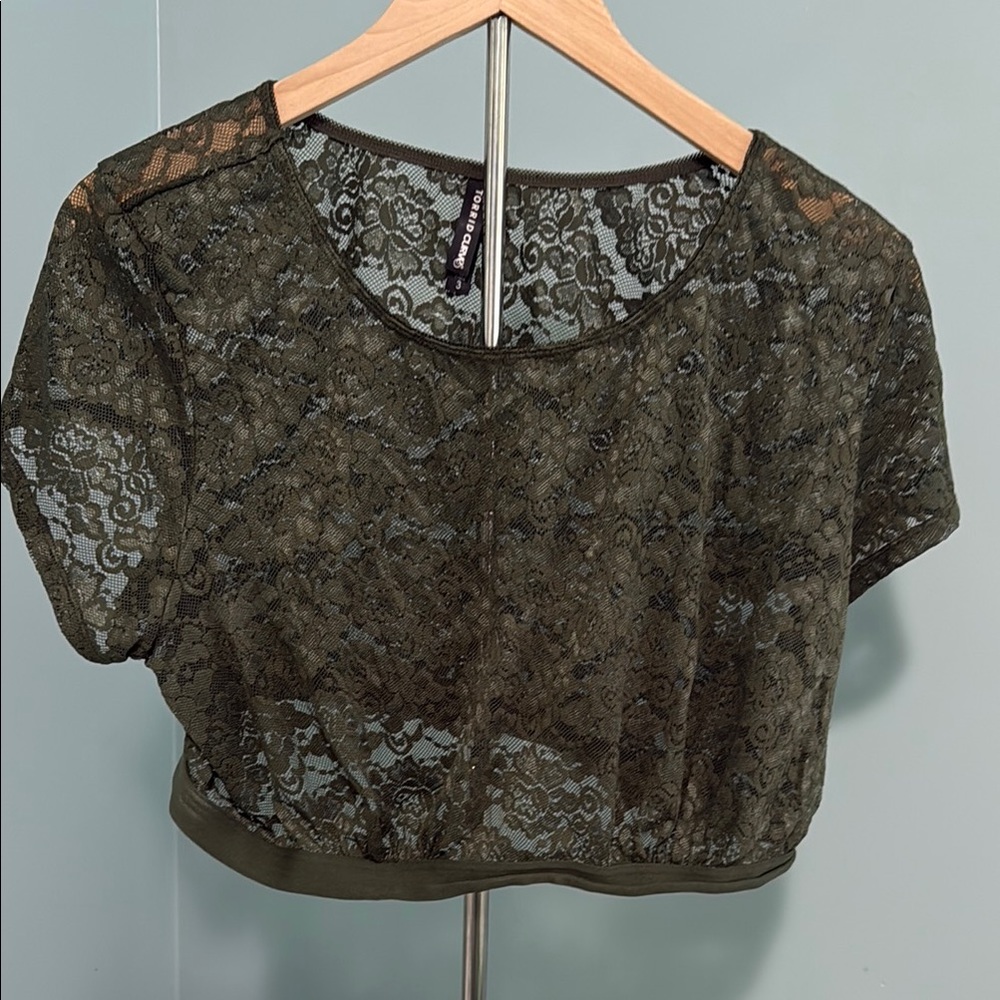 Torrid Green Fitted Crop Blouse